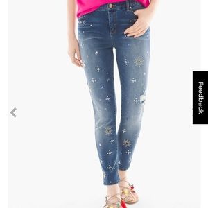 Chicos Jewel Destructed Girlfriend Ankle Jeans